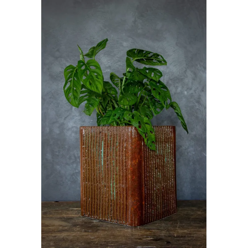 Osłonka na donicę do salonu 25 x 25 x 30 cm - ręcznie robiona
