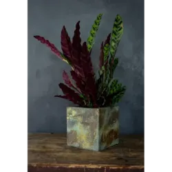 Kwadratowa osłonka na doniczkę loft 20 x 20 x 21 cm - ręcznie robiona