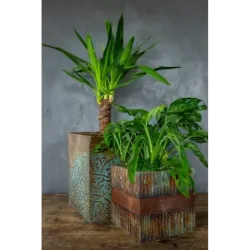 Rustykalna osłonka na doniczkę z mandalą 3D loft 25x25x30 cm – ręcznie robiona
