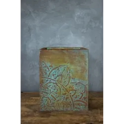 Rustykalna osłonka na doniczkę z mandalą 3D loft 25x25x30 cm – ręcznie robiona