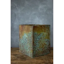 Rustykalna osłonka na doniczkę z mandalą 3D loft 25x25x30 cm – ręcznie robiona