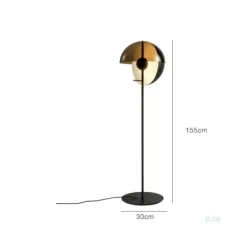 Lampa stojąca ze szklanym kloszem, 155 cm, czarna