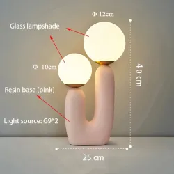 Lampa Stojąca LED, Nowoczesny Design, Szklany Klosz, Żywica