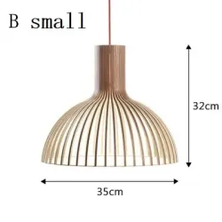 Lampa Wisząca LED, Nowoczesny Design, Drewniana