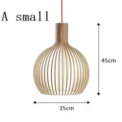 Lampa Wisząca LED, Nowoczesny Design, Drewniana