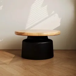 Nowoczesny Stolik Kawowy z Drewna Dębowego, Okrągły Blat