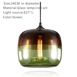 Wisząca lampa pojedyncza szklana kolorowe nowoczesne