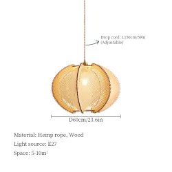 Lampa wisząca drewniana pojedyncza - styl japoński