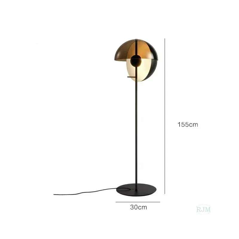 Lampa stojąca ze szklanym kloszem