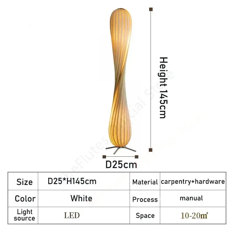 Lampa Podłogowa LED z Bambusowym Kloszem