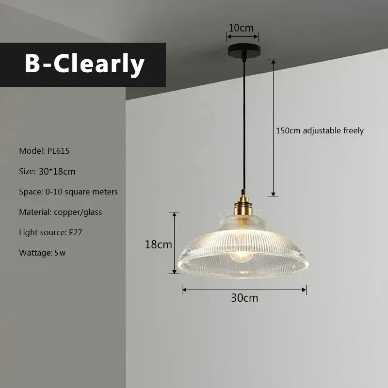 Lampa szklana wisząca pojedyncza do salonu - styl nordycki