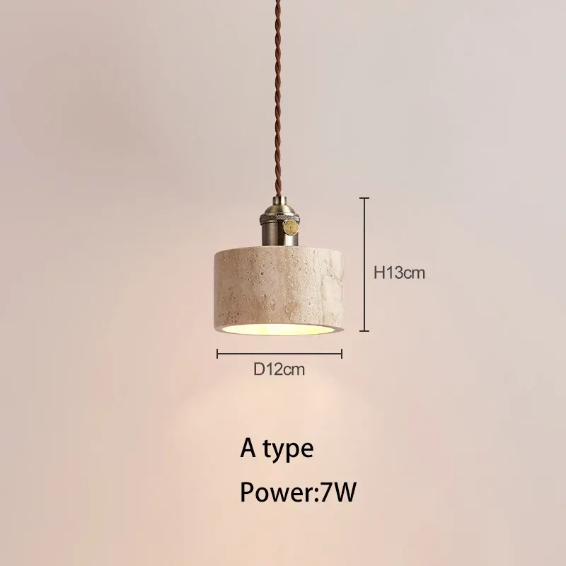 Lampa wisząca kamienna LED w stylu retro - do salonu