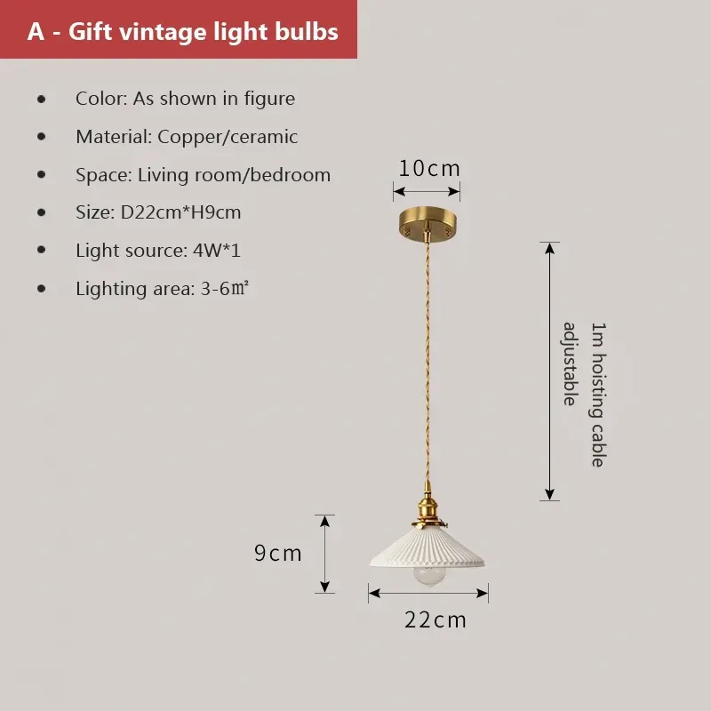 Lampa szklana wiszącą w stylu vintage - przy łóżku