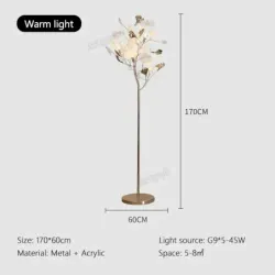Lampa Stojąca LED z Ceramicznym Kloszem, 5 Źródeł Światła