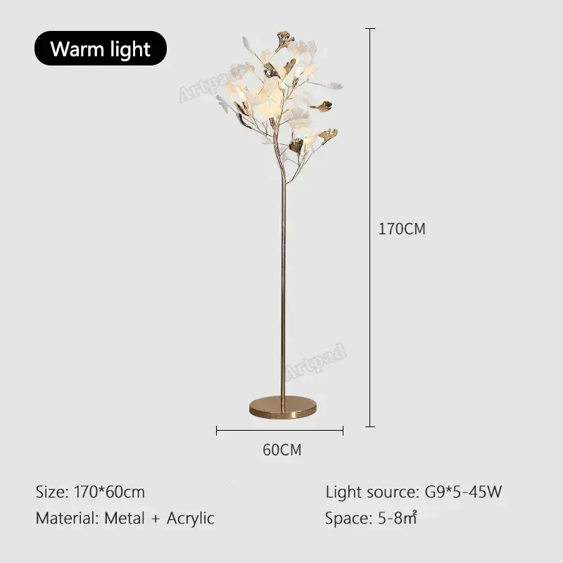 Lampa Stojąca LED z Ceramicznym Kloszem, 5 Źródeł Światła