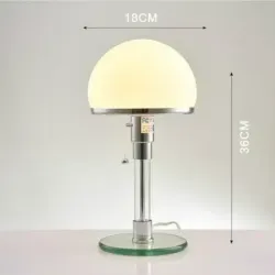 Lampa Stołowa Art Deco, Szklana, 6-10W, Polerowany Chrom