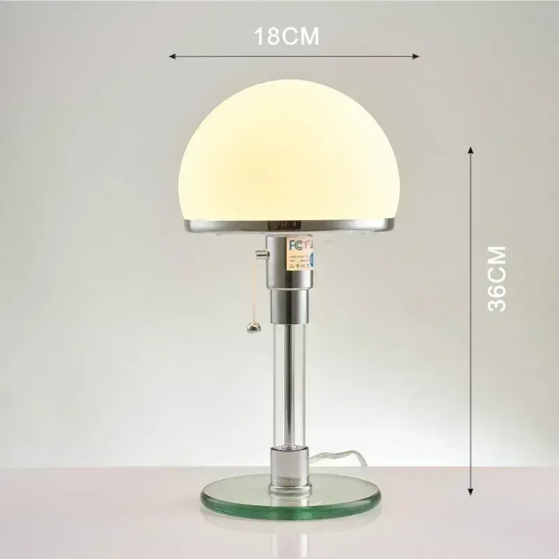 Lampa Stołowa Art Deco, Szklana, 6-10W, Polerowany Chrom