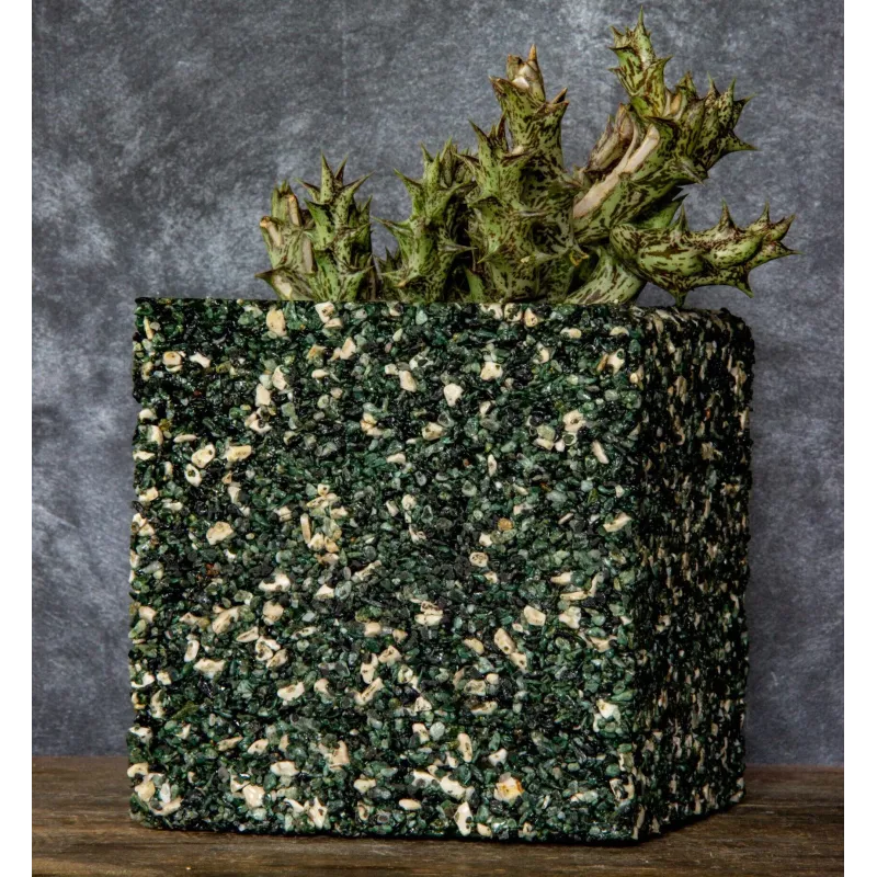 Donica z marmuru kwadratowa 15x15x15 cm Marbi - Green 1 | Ręcznie robiona