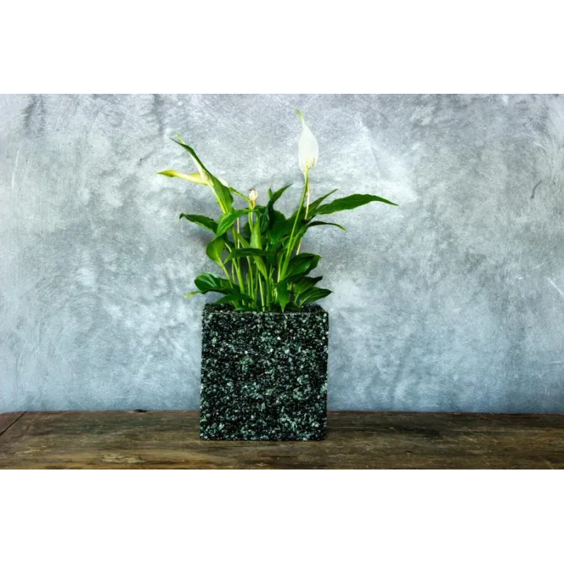 Brązowa donica kamienna 15x15x15 cm Marbi - Bronze | Elegancja na lata
