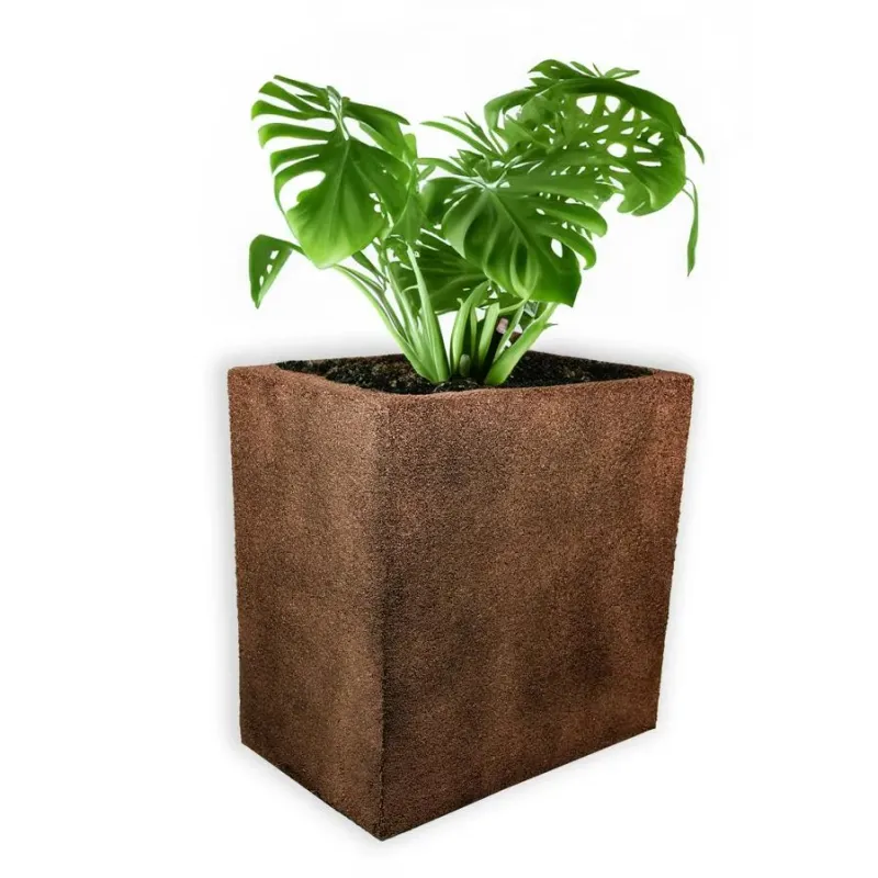 Srebrna donica wysoka 50x32x50 cm Modern – Silver 5 | Minimalizm i trwałość
