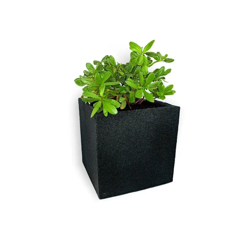 Srebrna donica kwadratowa duża 50x50x50 cm Modern – Silver 2 | Minimalizm i trwałość