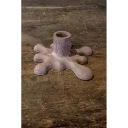 Świecznik dekoracyjny betonowy pudrowy na 1 tealight Dodo – Kleks P | Designerski akcent
