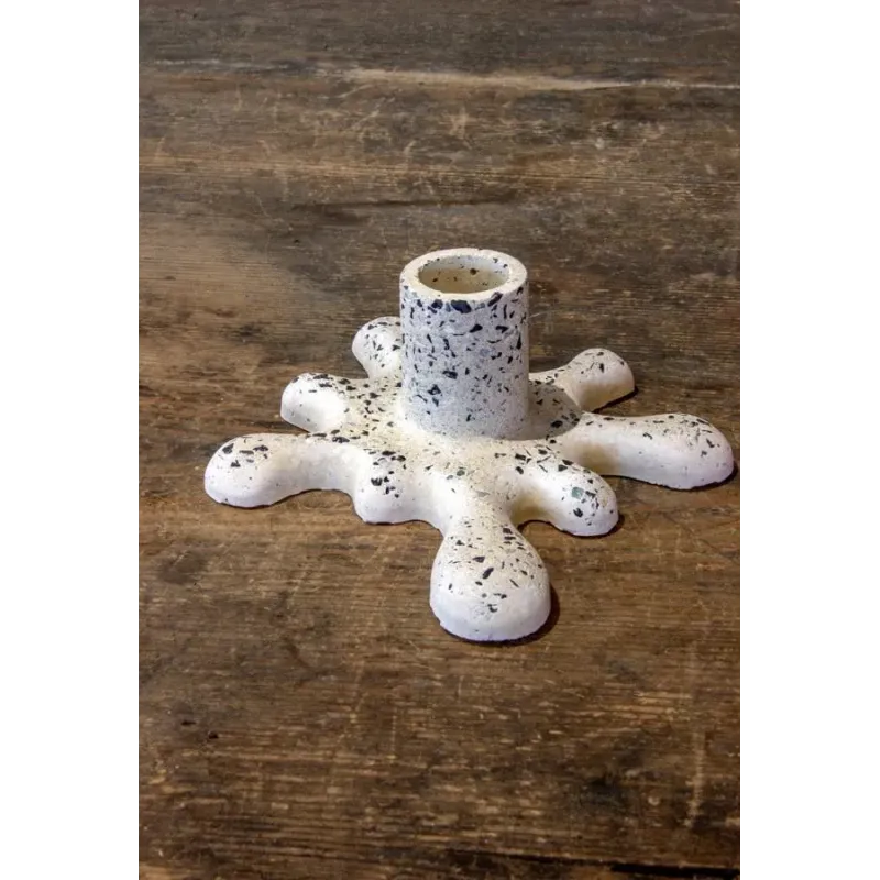 Świecznik marmurowy dekoracyjny z betonu na 1 tealight Dodo – Kleks Marble 1 | Artystyczny